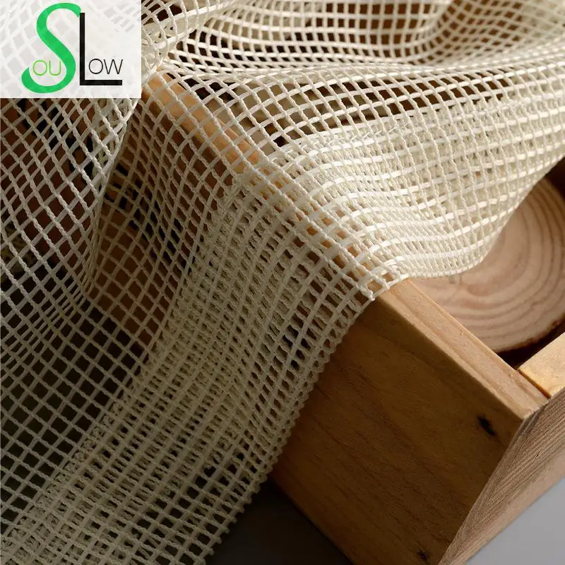 Бежевые сетчатые шторы крашеные в пряже пасторальные для гостиной Тюль с