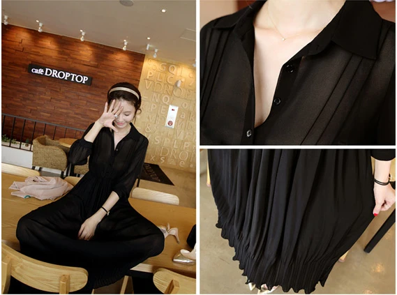 Free Shipping 2014 Summer Long Casual Dress Chiffon Pleated Bohemian Dresses Womens Sleeve Fashion One Piece Clothes SD274 | Женская
