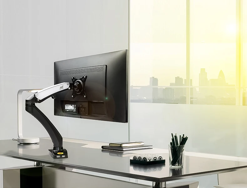 Монитор держатель 360 градусов газовая пружина 1"-27" Arm кронштейн для монитора рабочего стола или уплотнение с 2 портами(стандарт Порты и разъёмы NB F100