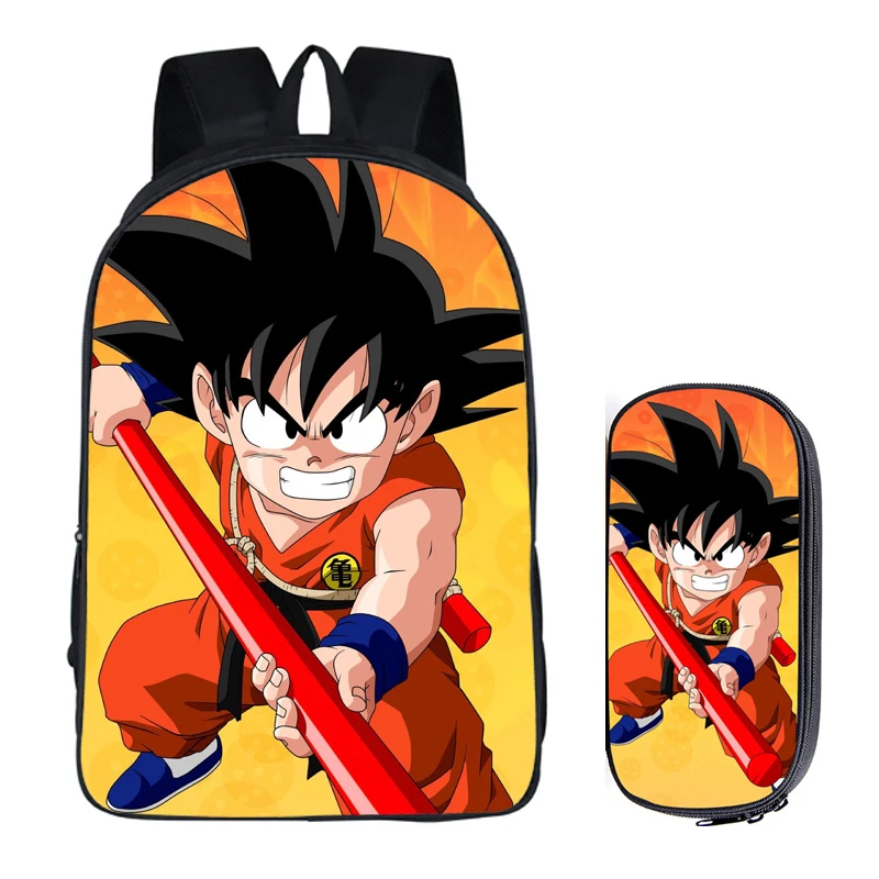 2Pcs Dragon Ball 017 16 дюймов сумка-рюкзак для девочек-подростков; для мальчиков и девочек Книга сумка Детская сумка школьные рюкзаки карандаш комплекты с сумкой - Цвет: 2Pcs Dragon Ball 017