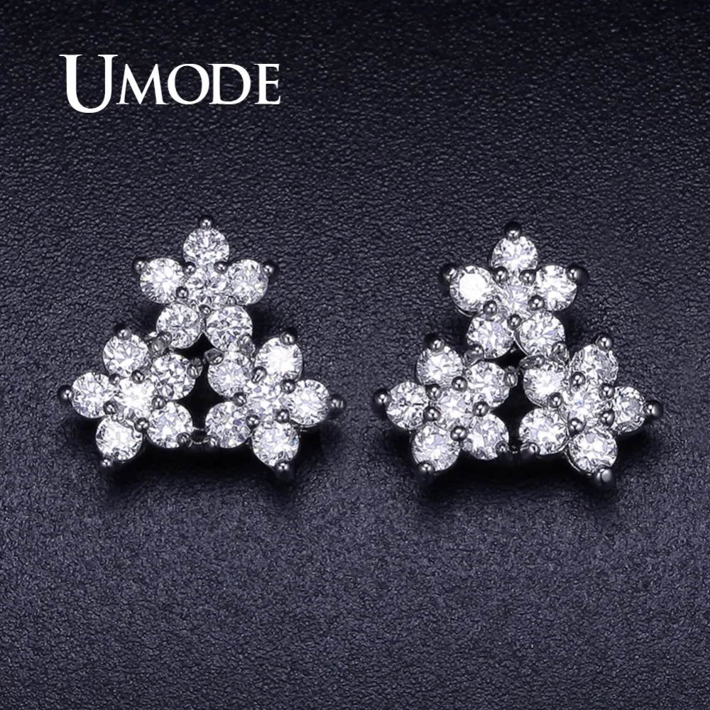 Женские серьги гвоздики с фианитом UMODE модные прозрачным камнем для помолвки