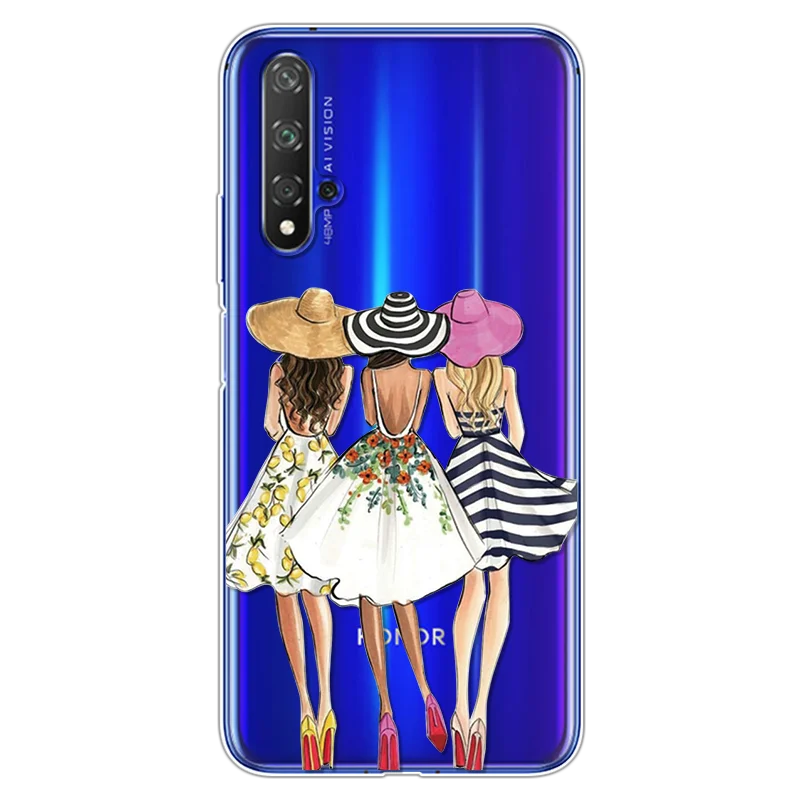 0c3ren Модные черно-коричневые накладки для мамы и дочки, для huawei Honor 20, чехол s 6,2", мягкие чехлы из ТПУ для huawei Honor 20 Pro, чехол - Цвет: 0c3ren