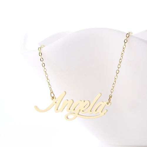 Женское ожерелье с буквенным принтом AOLOSHOW Золотое колье надписью Angela NL-2397 |