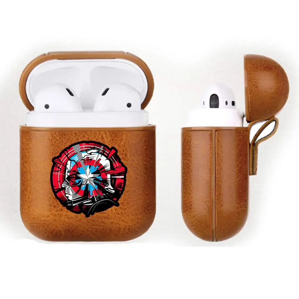 Капитан Америка ПУ кожа Bluetooth беспроводная гарнитура защитный чехол для Apple airpods