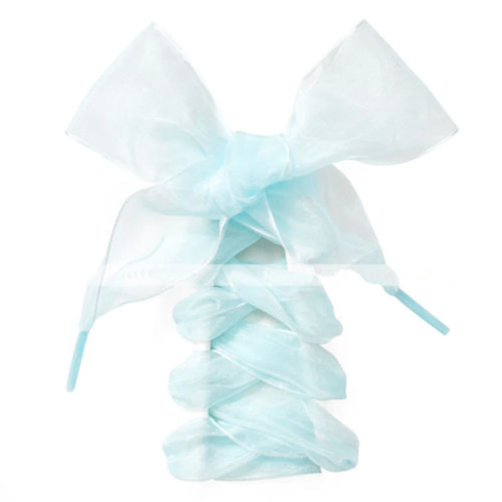 light blue 1 пара милых новых шнурков на плоской подошве, шелковая сатиновая лента, спортивная обувь, теннисные туфли с кружевами, спортивная обувь, обувь с бантом на шнуровке - Цвет: light blue