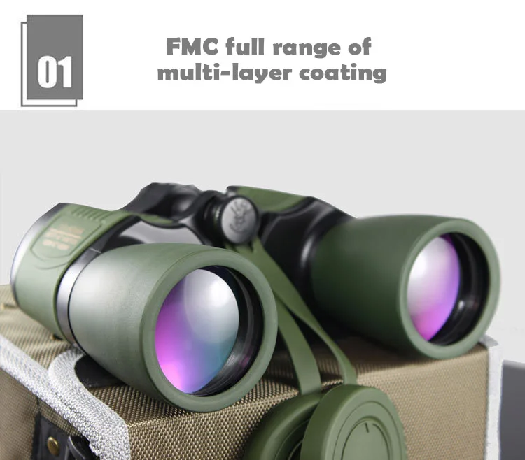 Бинокль 10x50 высокой мощности HD FMC телескоп с светильник и координатами открытый Зрительная труба наблюдение за птицами