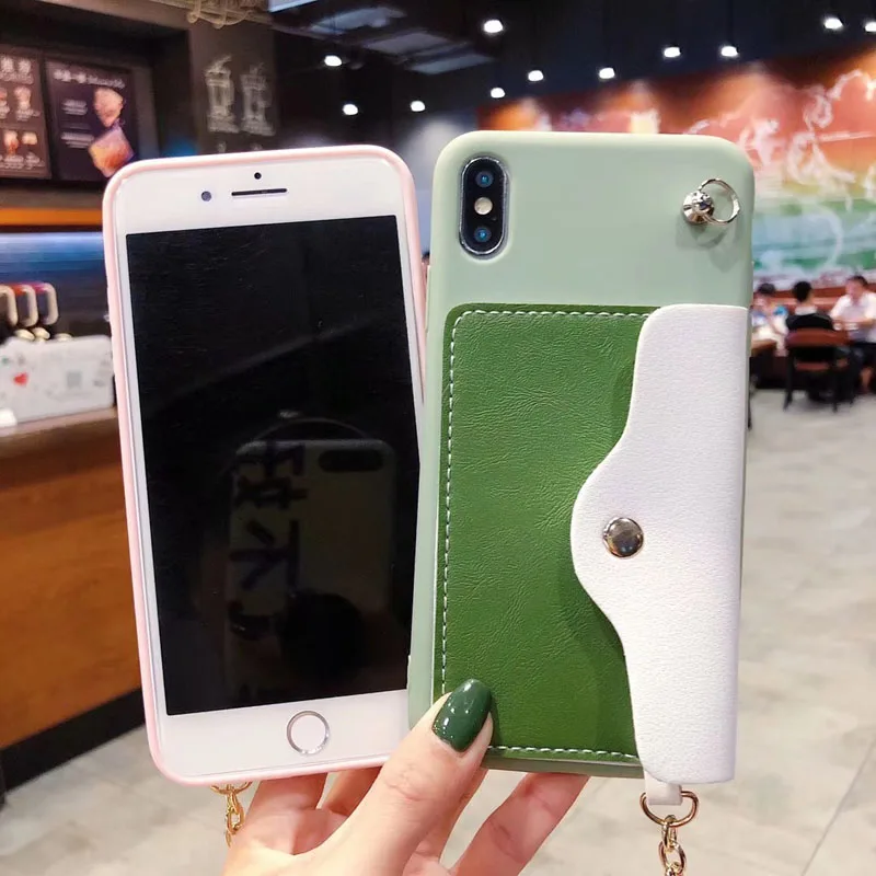 Модный кошелек для мелочи из искусственной кожи чехол-бумажник для iPhone 11 Pro Max X 6 6s 7 8 Plus Xs Xr XsMax Мягкий ТПУ карман для карт плечевой ремень задняя крышка
