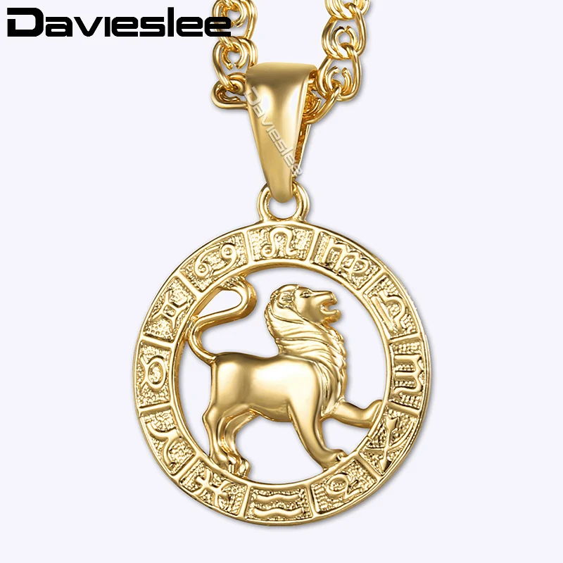 Davieslee женский знак Leo зодиака кулон Золотое созвездие ожерелья для женщин