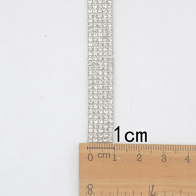 

1/2/5 Yard/Lot Hot Fix 2mm Rhinestone Trimming 5 Row Fancy Stone Decorative Shiny Shoes Accessories Wedding Cake Chain Banding