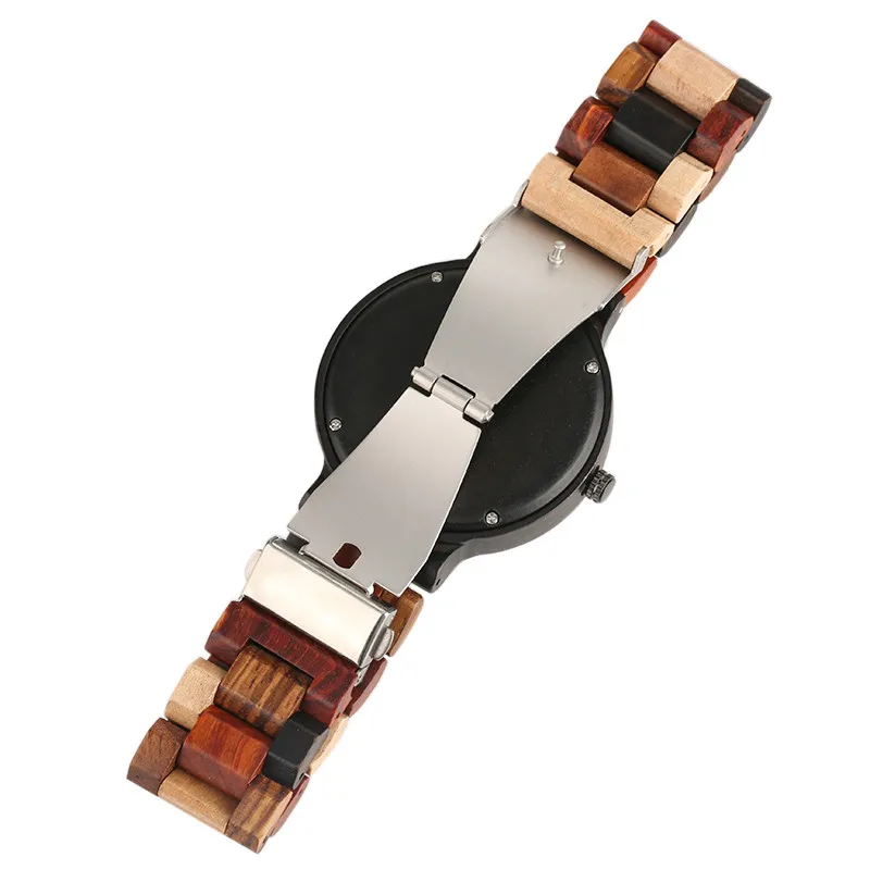 

New Arrival High Quality Deer Head Display Wood Quartz Watch Comfotable Wooden Watchband Bracelet Bangle Clock Gifts for Men