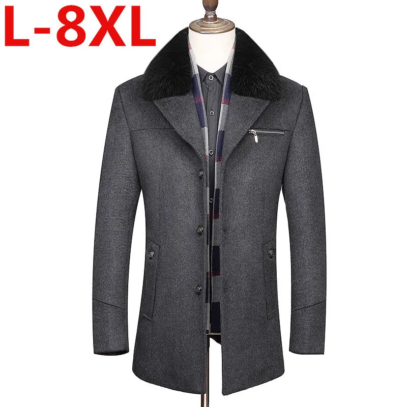 Новинка размера плюс 7XL 6XL5XL длинный большой меховой воротник зимняя куртка