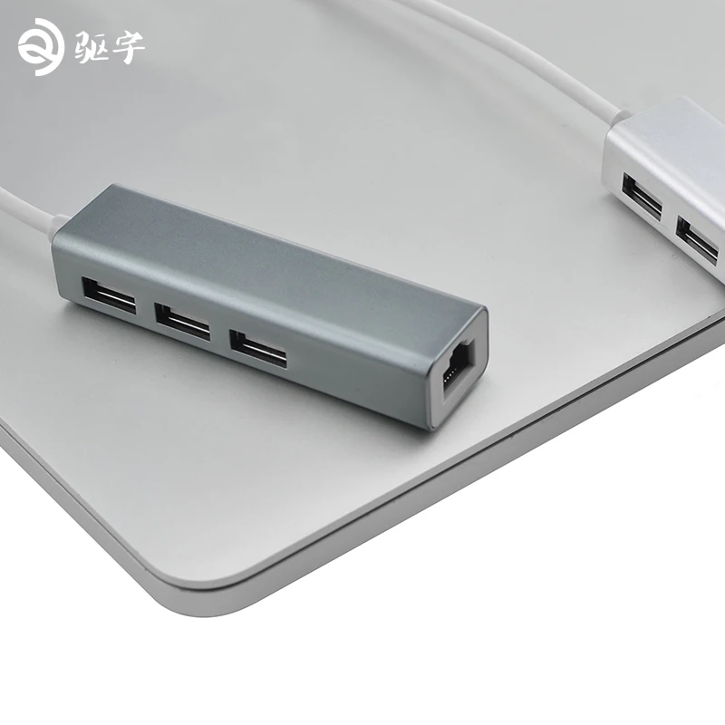 Алюминиевый сплав USB2.0 концентратор Ethernet адаптер + 3 порта USB 2 0 к RJ45 10/100 Мбит/с Lan