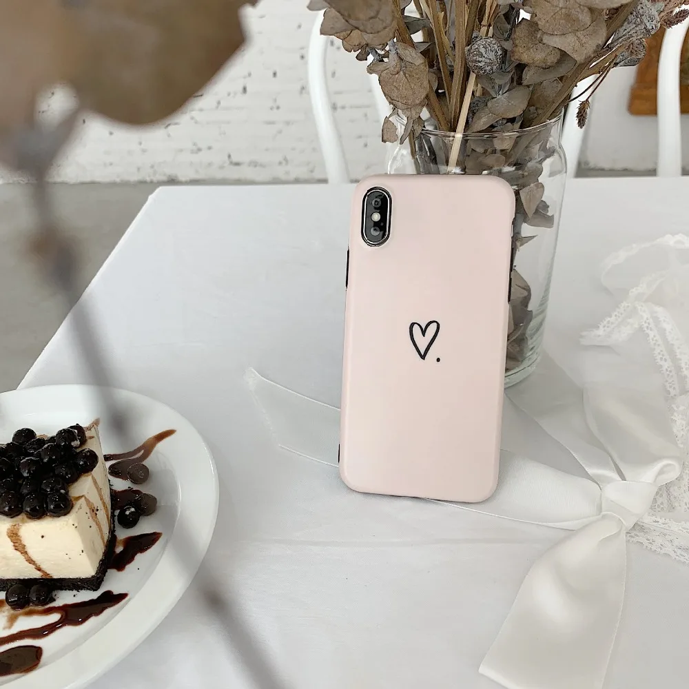 Милый обнаженный чехол для телефона с сердечком iPhone Xr XS MAX X Простой фон 6 6S 7 8 Plus