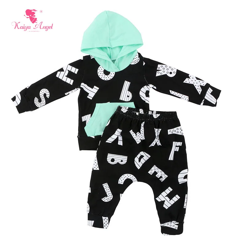 

Kaiya Angel 2017 Hot Boys 2pcs newborn baby set autumn cute clothing sets tops playsuit pants Long sleeve romper bodysuit
