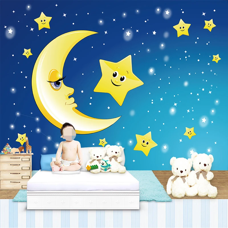 Пользовательские 3D фотообои настенные покрытия Современная мультяшная луна