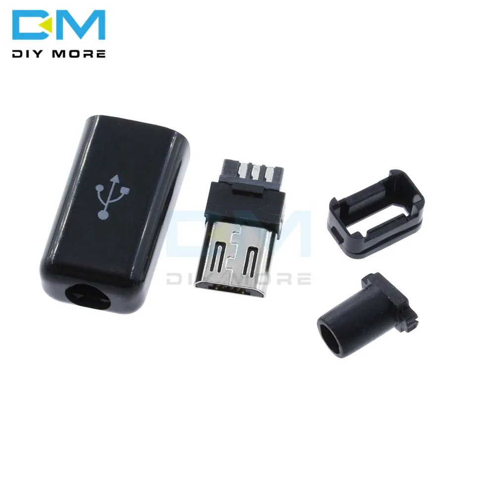 10 шт. набор штекерных разъемов Micro USB для самостоятельной сборки с крышкой черный