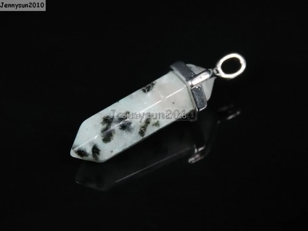 

Natural Lotus Jas-per Gems Stone Hexagonal Pointed Healing Reiki Chakra Pendant Beads Necklace Earrings Jewelry Making10Pcs/Pack