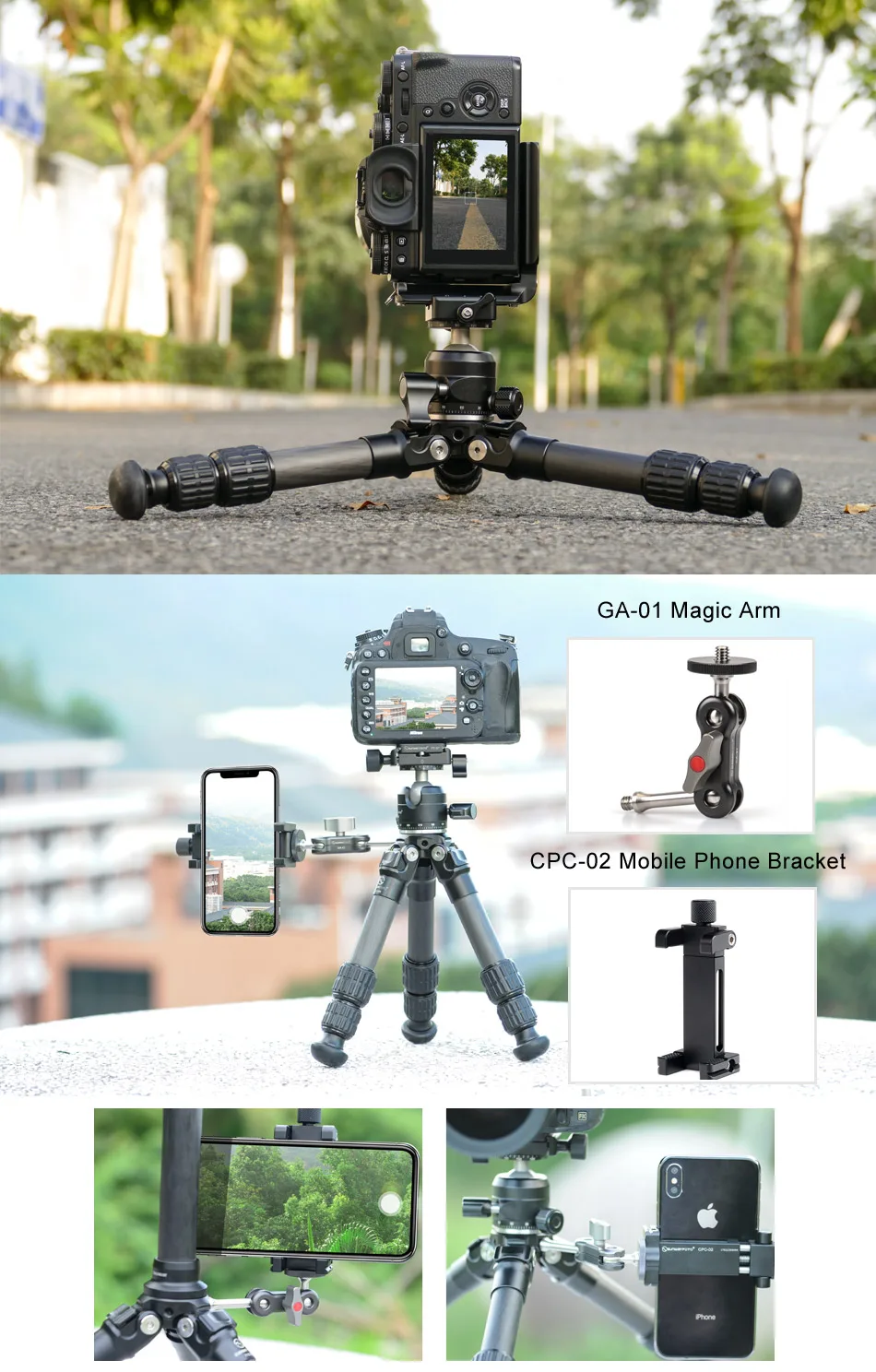 SUNWAYFOTO T1C30N светильник маленький мини карбоновый штатив для Dslr камеры Профессиональный карбоновый штатив для телефона Аксессуары для камеры видео