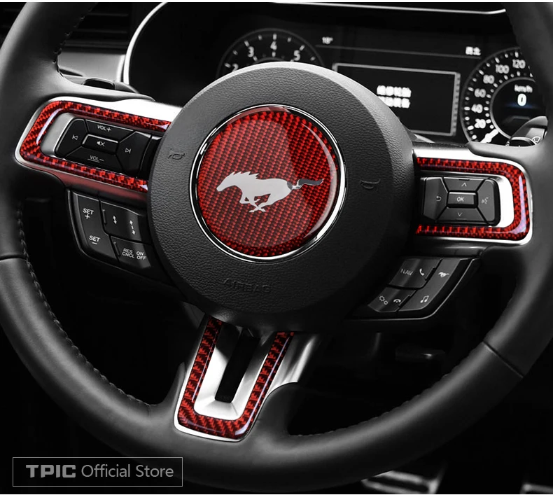 TPIC внутреннее Автомобильное рулевое колесо Cobra Shelby Horse логотип эмблема углеродное волокно наклейка для автомобиля Стайлинг для Ford Mustang