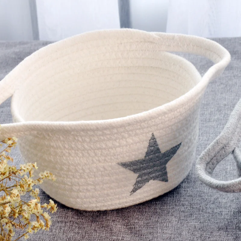 

Mediterranean Style Washable Plant Basket Storage Office Sundries Cotton Thread Handmade Knitting Ball Rattan Flower Basket