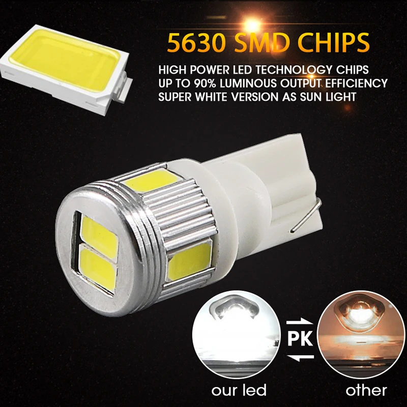 2 шт. автомобильные светодиодные лампы высокой мощности 12 в T10 5630 6SMD | Автомобили и