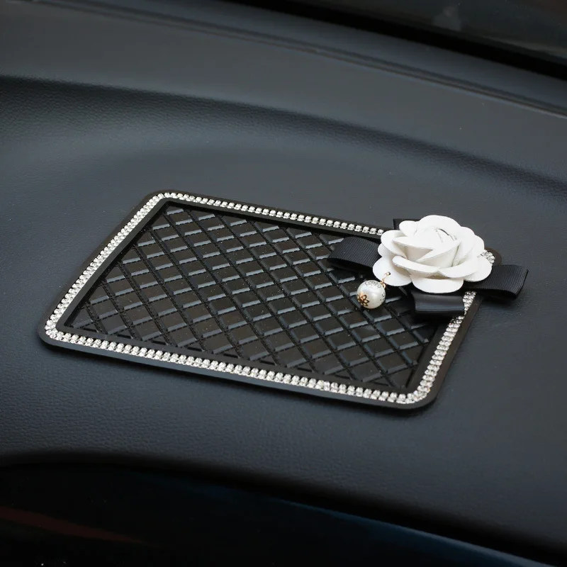 Автомобиль орнамент 18x14 см ПВХ цветок камелии со стразами и жемчугом Коврики