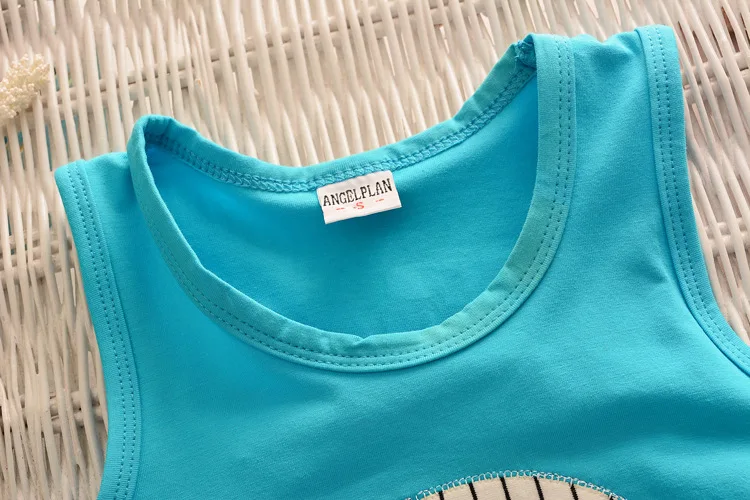 2 шт./компл. 2017 летний хлопковый Детский костюм с вышивкой слон жилет шорты