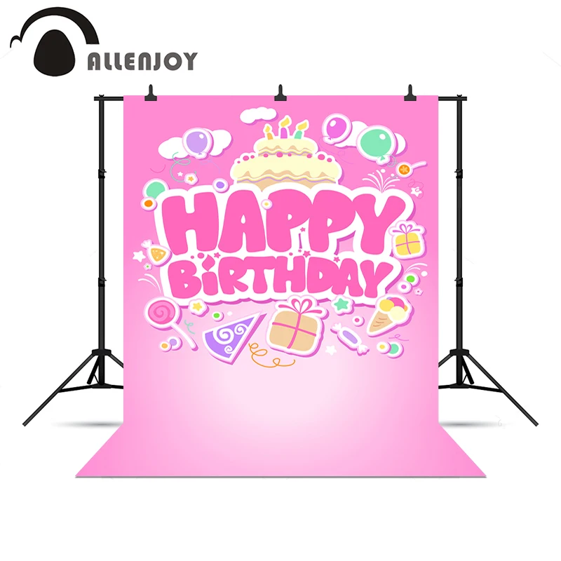 Allenjoy фоны для фотосъемки с днем рождения розовые милые воздушные шары торт