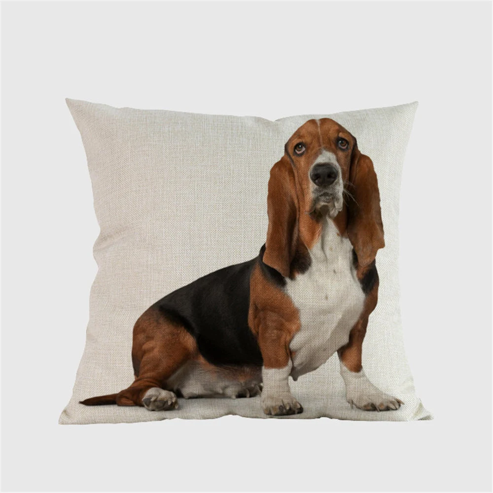 004 Льняные Чехлы для подушек Basset Hound dog, декоративные подушки, подушки, домашний диван cojines coussin, отель, кафе, офис, автомобиль, almofada - Цвет: 004