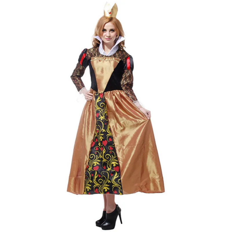 2018 new quality Long sleeve queen of hearts cosplay dress adult Alice In Wonderland costume halloween costumes | Тематическая