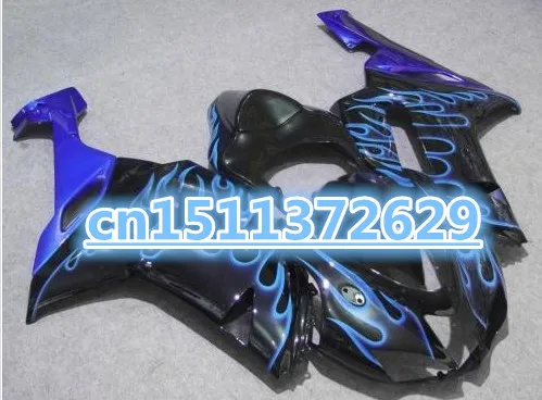 

Bo Free custom Fairings for motorcycle Kawasaki Ninja 636 2007 2008 ZX6R 07 08 black blue flames fairing kits