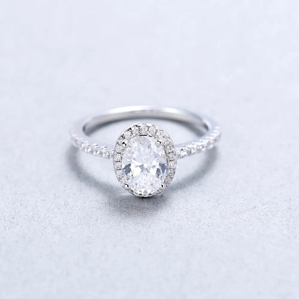 GEM'S балетные 925 пробы серебро 1.57Ct овальные бриллиантовые имитирующие люкс Sienna Halo обручальные кольца для женщин Свадебные ювелирные изделия