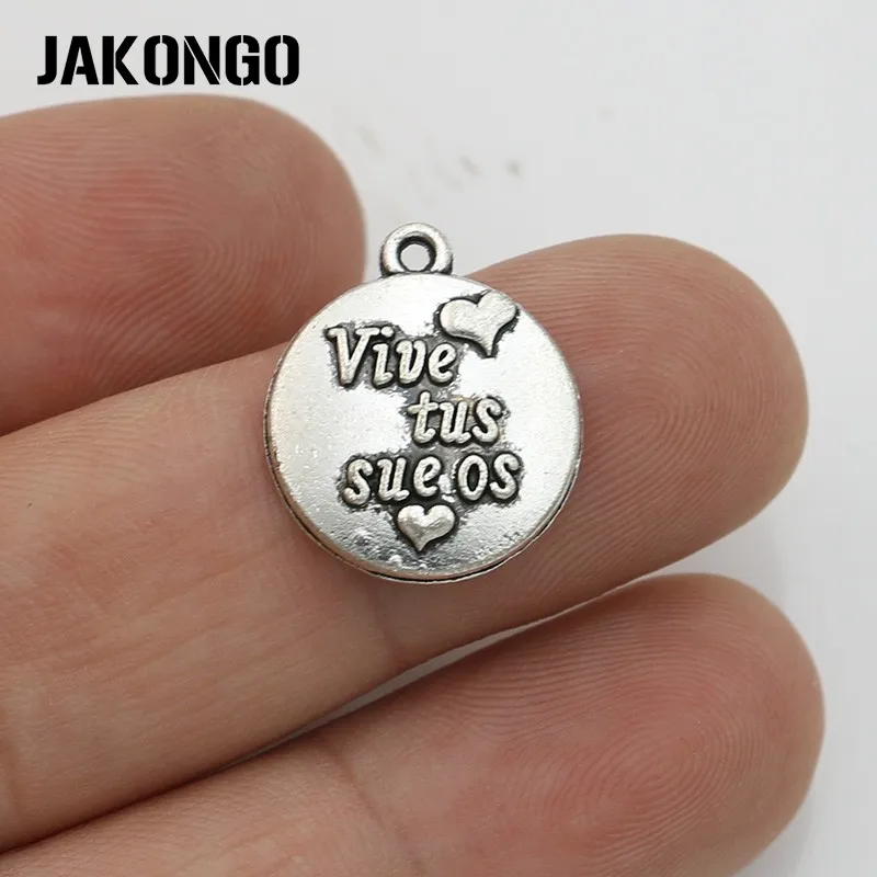 JAKONGO античный посеребренный Love Live your Dream браслеты Подвески Ювелирные изделия