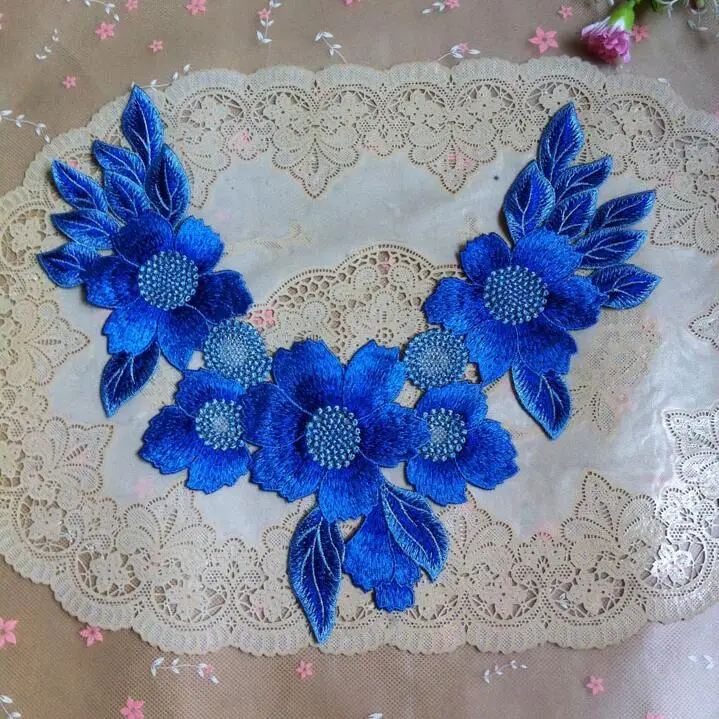 1 шт. 30*27 5 см DIY Королевский синий кружевной воротник для лоскутного шитья