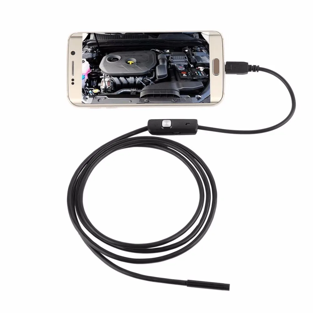 LESHP Endoscope 6 LED 7mm Lens Cable Waterproof Mini USB Inspection Borescope Camera For Android 640*480 Phones/1280*720 PC |