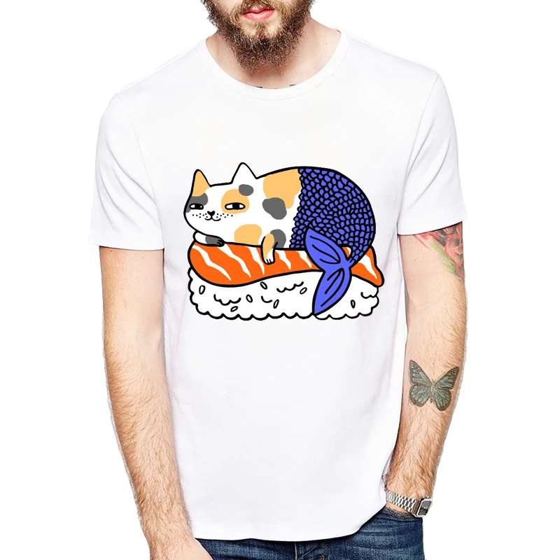 Мужская футболка с коротким рукавом Повседневная рисунком кошки|fashion tees|designer mens t