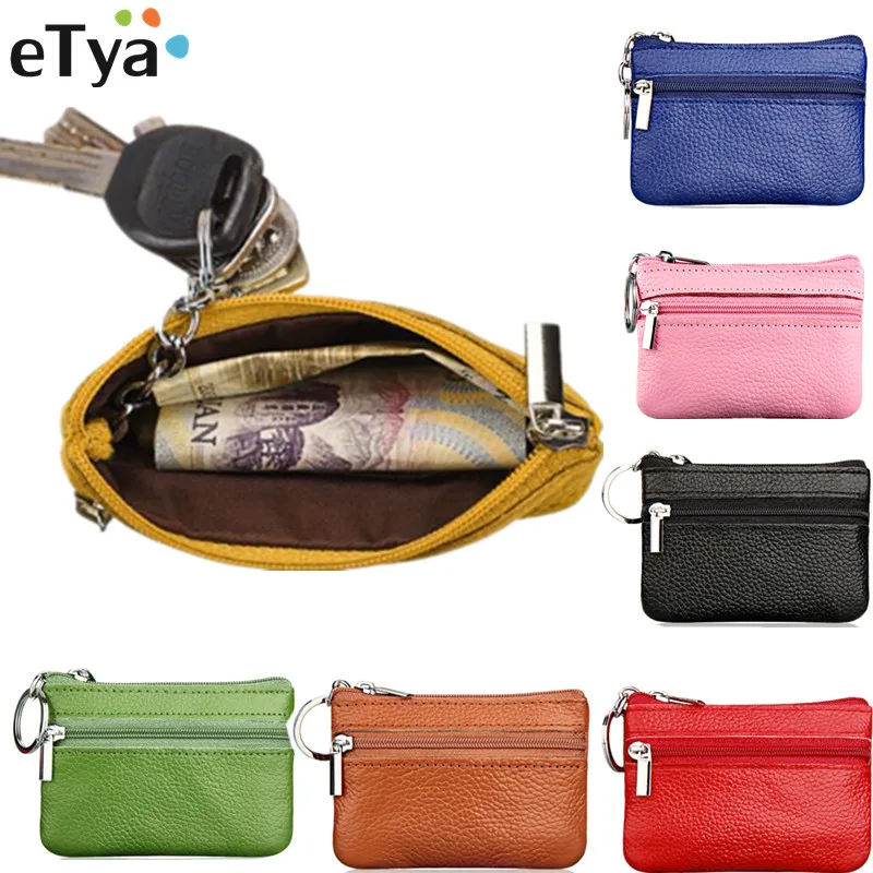 ETya, женский и мужской держатель для ключей, кошелек, модный кожаный брелок для ключей, сумка, кошелек для карт, кошелек, держатель, на молнии, чехол