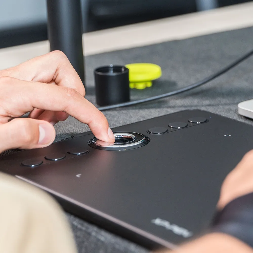 Графический планшет для рисования XP-Pen Deco 02 с металлическом колесом настроек и безбатарейным пассивным стилусом с ластиком и горячами клавишами(8192 уровней давления