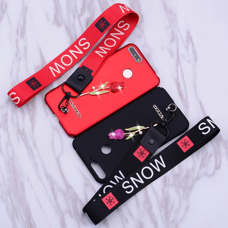 P20 Pro P30 Lite Case Wrist strap Hard Matte For Huawei P Smart Z 2019 Y9 Y5 Y6 Y7 2018 Honor 10 9 8A 8X 7X 8C 7A Cover | Мобильные