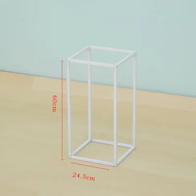 White 60cm 40/60/80/100 см свадебная АРКА декор в виде геометрических фигур искусственный цветок кованого металлический Железный Подсвечник вечерние поставить стойка для цветов - Цвет: White 60cm