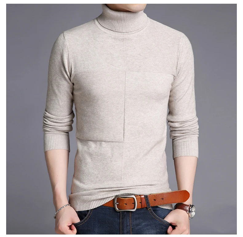 Водолазка мужская кашемировый пуловер для мужчин Slim Fit Джемперы толстые теплые осень зима корейский стиль Повседневный пуловер Homme мужская одежда