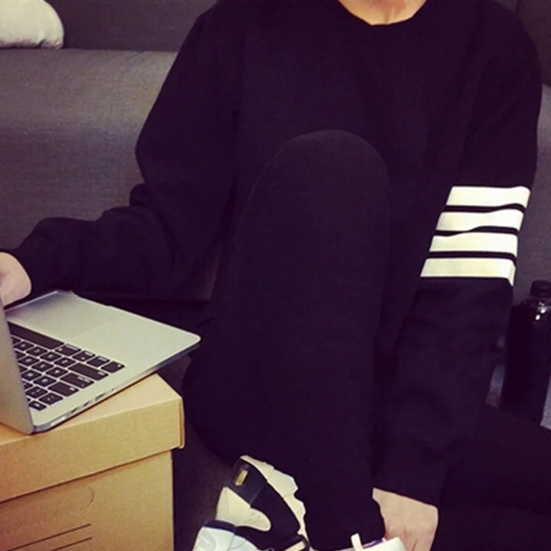 Новинка модная осенне зимняя Толстовка для мужчин и женщин полосатая с длинным