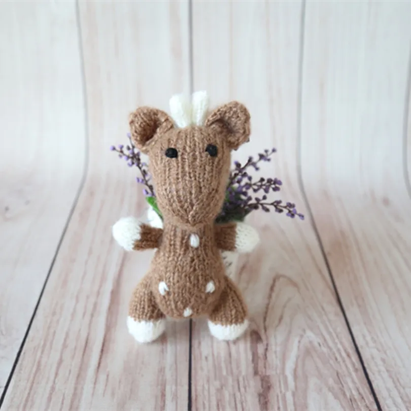 Baby Photography Outfit Crochet Mini Toy and Hat Props Cute Newborn Deer Match wrap Christmas Gift Jersey Wrap | Детская одежда и