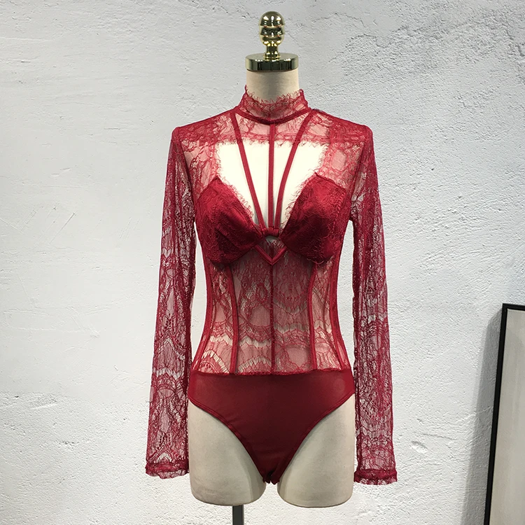 4 цвета сексуальный перспективный кружевной Боди с длинным рукавом Zentai костюм Go-Go Pole танцевальная сцена Одежда Леди танцевальное шоу костюм