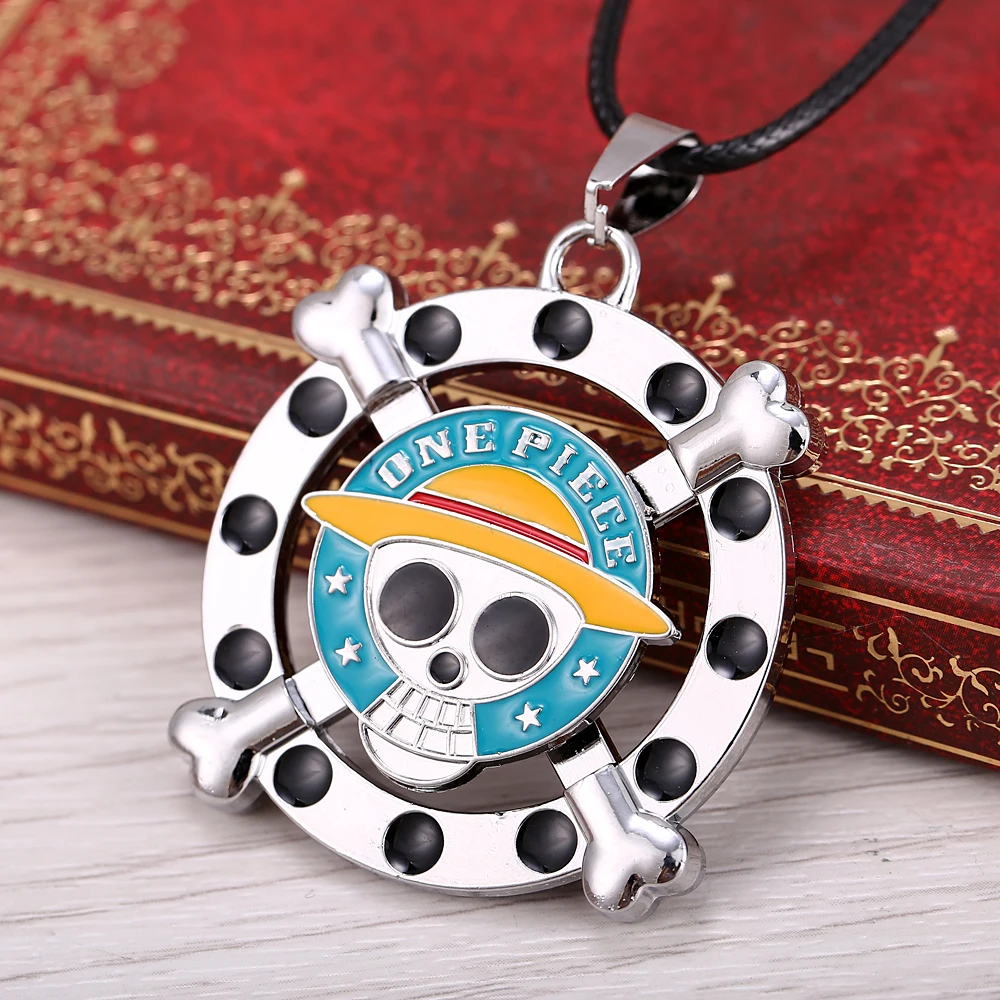 

MS JEWELS Anime One Piece Rotatable Luffy Pendant Necklace Cosplay Quality Metal Jewelry