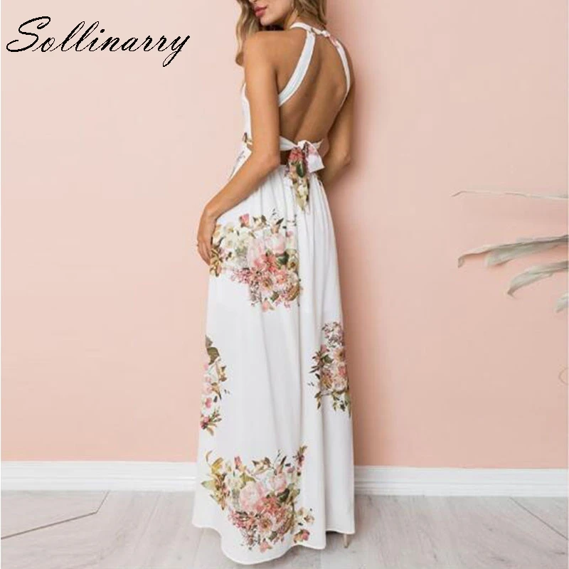 Sollinarry цветочный богемные Длинные платья Для женщин 2019 Повседневное Летнее