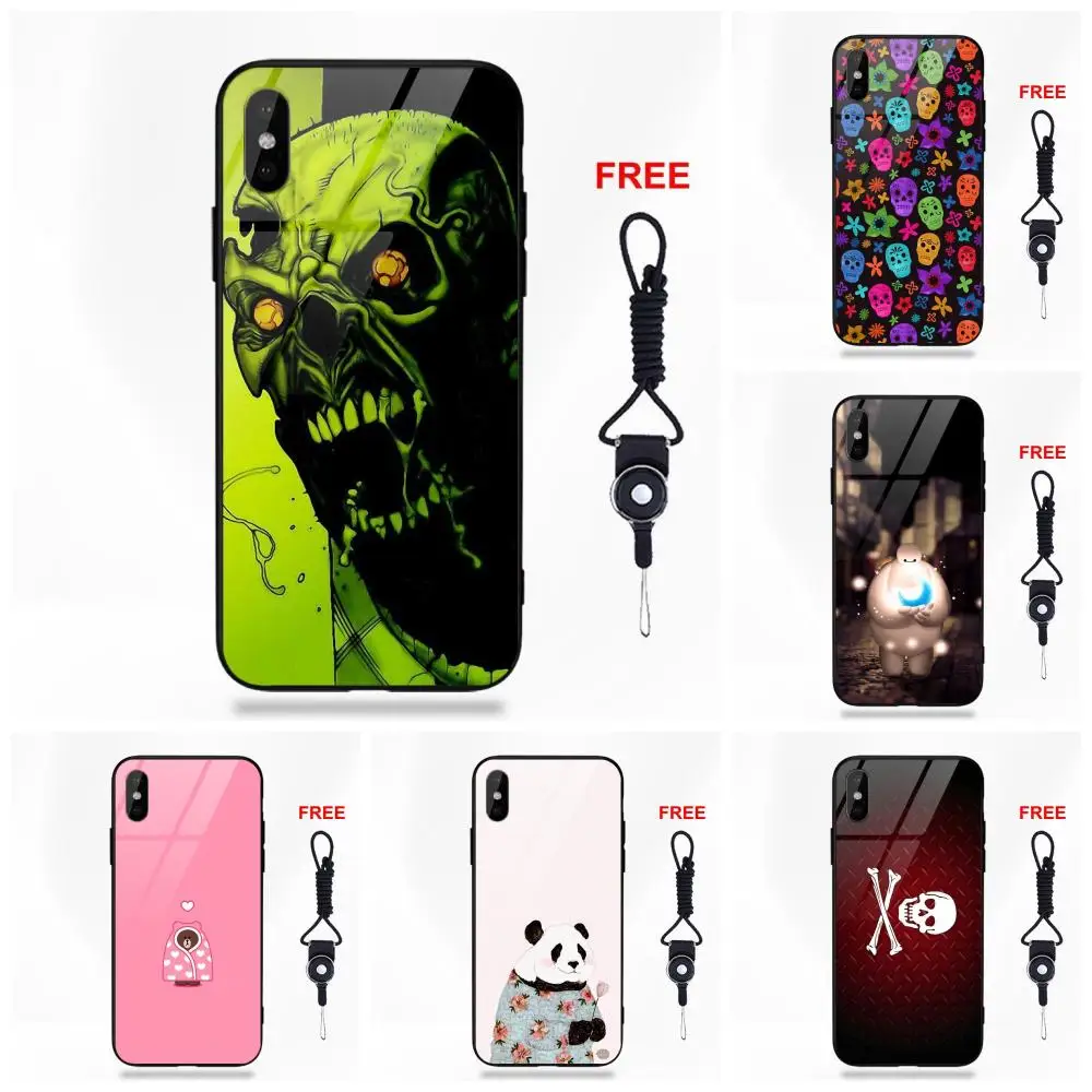 Силиконовые ТПУ оправа закаленное стекло Мода Череп Панда шоколад для Apple iPhone 5 5C