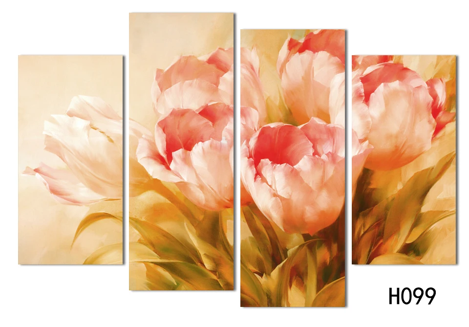 Бесплатная доставка лидер продаж 4 панели Современная Настенная картина Розовый