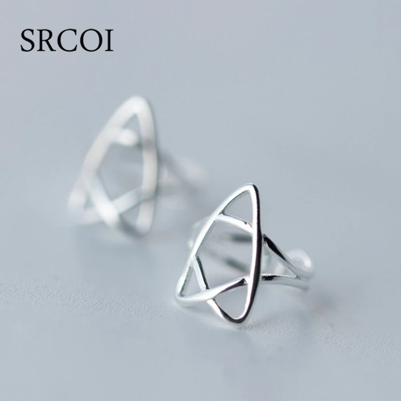 SRCOI простые серьги каффы в форме звезды клипсы без пирсинга серебряные