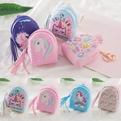 Милый женский кошелек для монет и девочек с единорогом карт сумка ключей